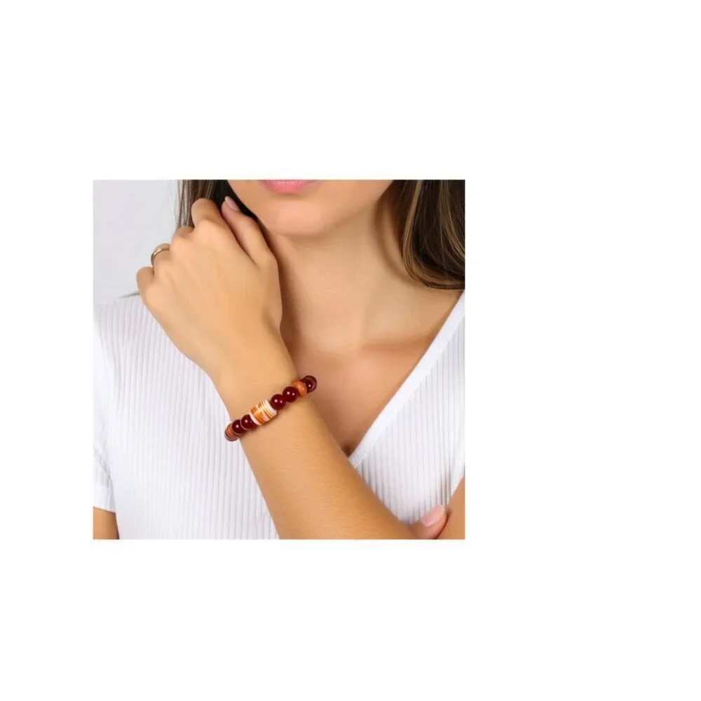 Men's Stretch Bracelet Red & Orange NWT -Unisex (MJW038)